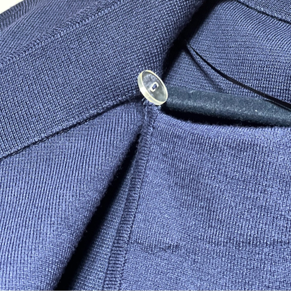 JM Collection Navy Blue Wrap Front Brooch Cardigan, Size Large - Picture 12 of 12